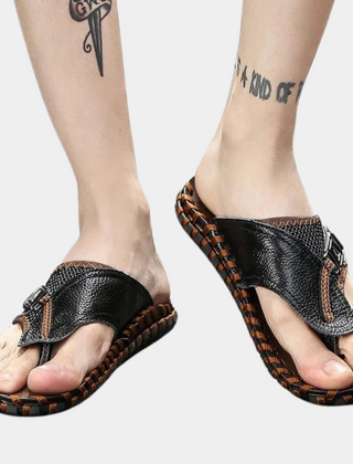Men's Slide | Thong Closure Leather Strap