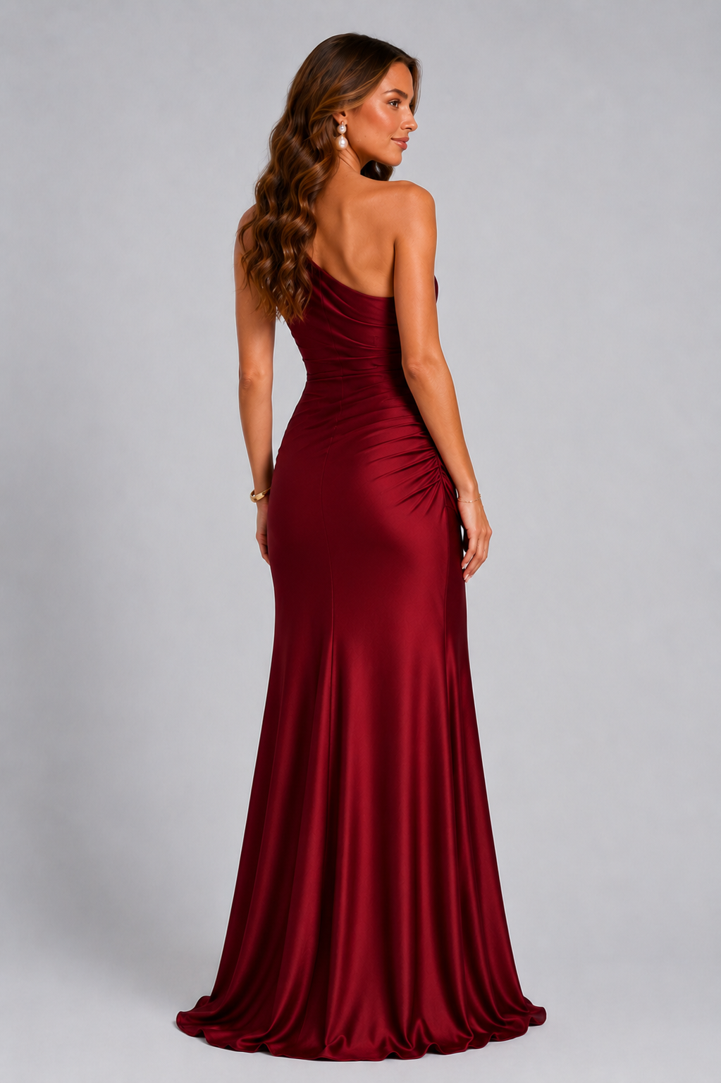 Women's Formal Dress | Maxi One Shoulder Draped Satin