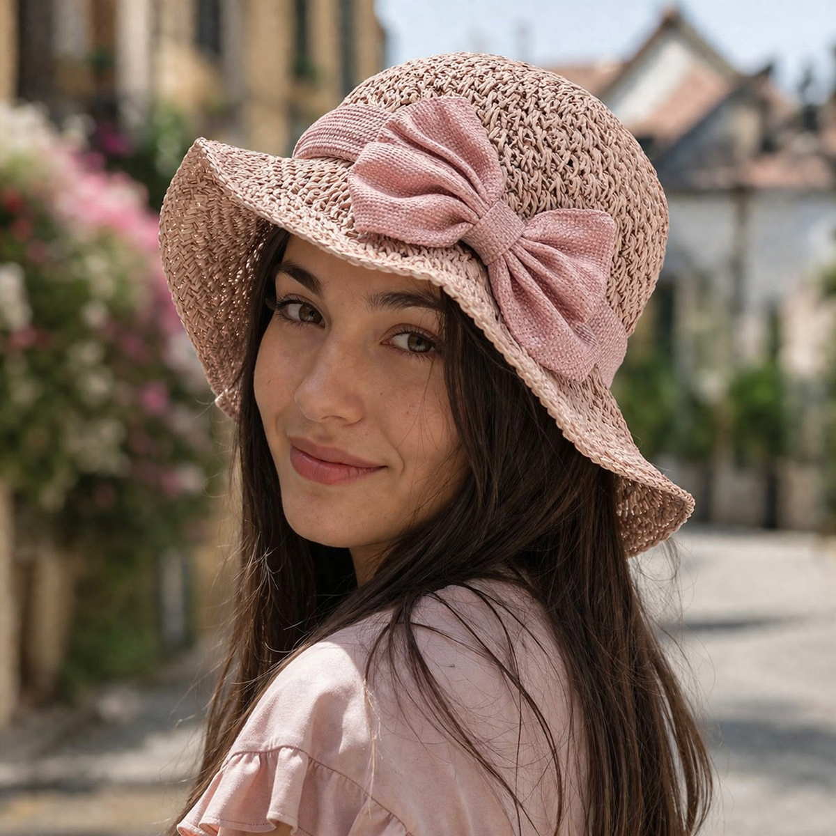 Women's Straw Sun Hat | Wide Brim Bow Packable Lightweight