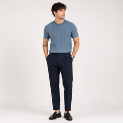 Men's Ribbed Knit Shirt | Crew Neck Short Sleeve Knit