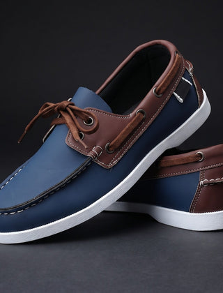 Men's Boat Shoe | Lace-Up Contrasting Collar Flexible Sole