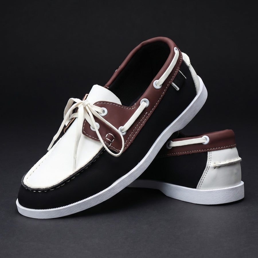 Men's Boat Shoe | Lace-Up Contrasting Collar Flexible Sole