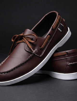 Men's Boat Shoe | Lace-Up Contrasting Collar Flexible Sole