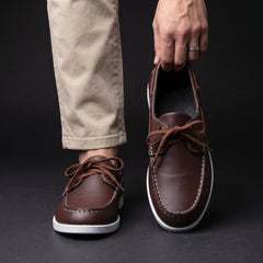 Men's Boat Shoe | Lace-Up Contrasting Collar Flexible Sole