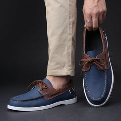 Men's Boat Shoe | Lace-Up Contrasting Collar Flexible Sole