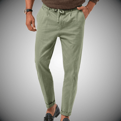 Men's Linen Pants | Drawstring Waist Relaxed Fit Tapered Leg