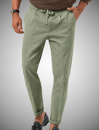 Men's Linen Pants | Drawstring Waist Relaxed Fit Tapered Leg