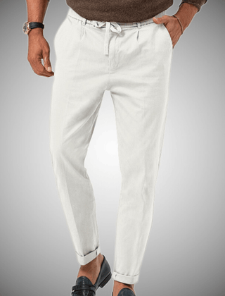 Men's Linen Pants | Drawstring Waist Relaxed Fit Tapered Leg