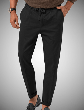 Men's Linen Pants | Drawstring Waist Relaxed Fit Tapered Leg