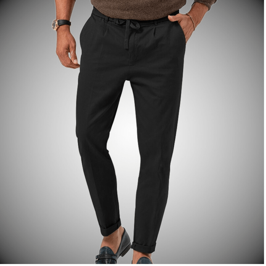 Men's Linen Pants | Drawstring Waist Relaxed Fit Tapered Leg