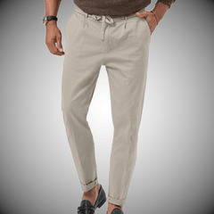 Men's Linen Pants | Drawstring Waist Relaxed Fit Tapered Leg