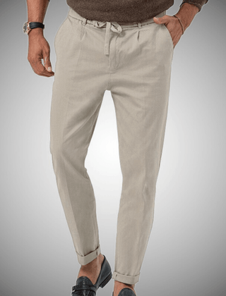 Men's Linen Pants | Drawstring Waist Relaxed Fit Tapered Leg