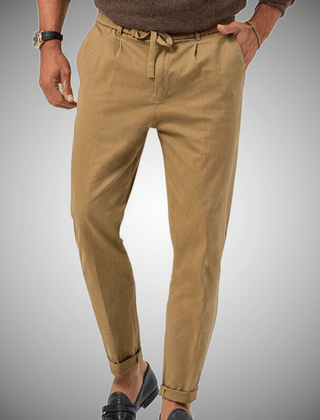 Men's Linen Pants | Drawstring Waist Relaxed Fit Tapered Leg