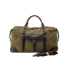 Men's Crossbody Bag | Canvas Leather Trim Duffle Shoulder Strap Buckle Pocket