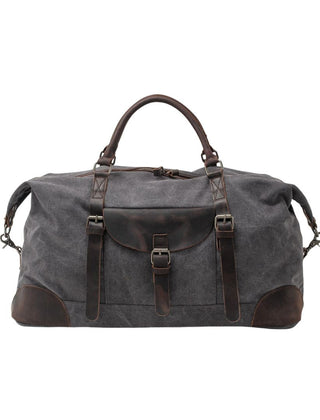 Men's Crossbody Bag | Canvas Leather Trim Duffle Shoulder Strap Buckle Pocket