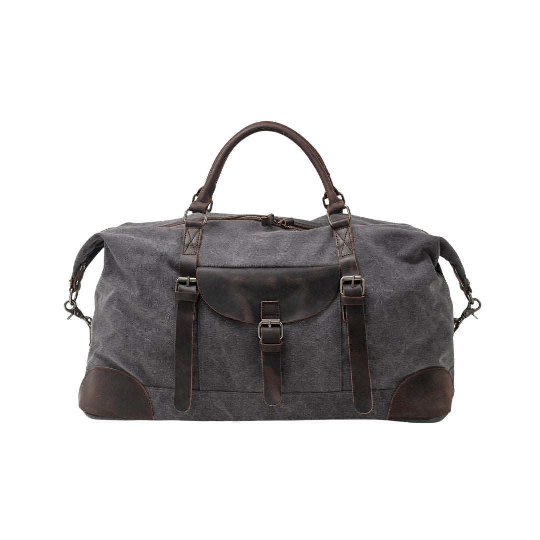 Men's Crossbody Bag | Canvas Leather Trim Duffle Shoulder Strap Buckle Pocket