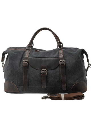 Men's Crossbody Bag | Canvas Leather Trim Duffle Shoulder Strap Buckle Pocket