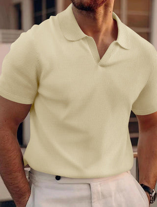 Men's Work Shirt | Polo Collar Short Sleeve Ribbed Knit