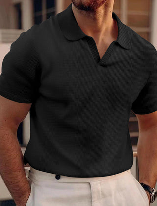 Men's Work Shirt | Polo Collar Short Sleeve Ribbed Knit