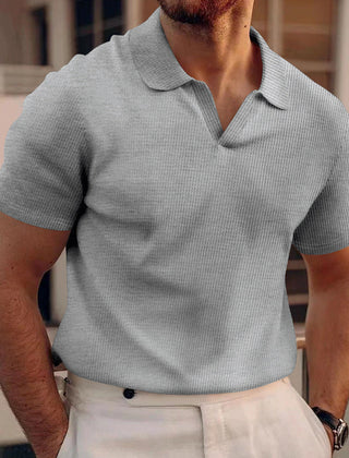 Men's Work Shirt | Polo Collar Short Sleeve Ribbed Knit