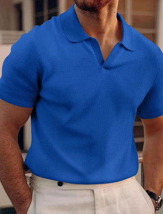 Men's Work Shirt | Polo Collar Short Sleeve Ribbed Knit
