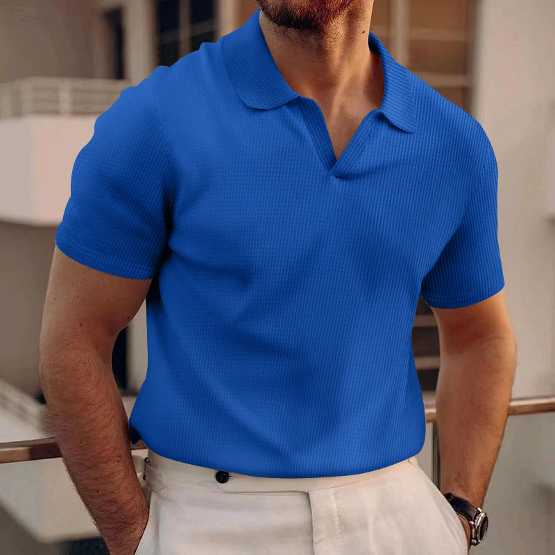 Men's Work Shirt | Polo Collar Short Sleeve Ribbed Knit
