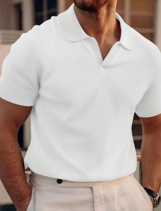 Men's Work Shirt | Polo Collar Short Sleeve Ribbed Knit