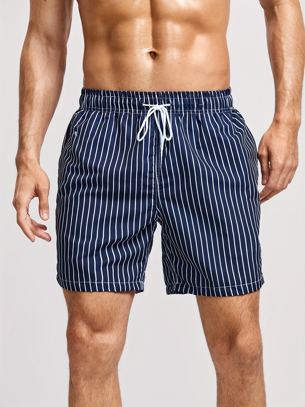 Men's Swimwear | Vertical Striped Drawstring Relaxed Fit