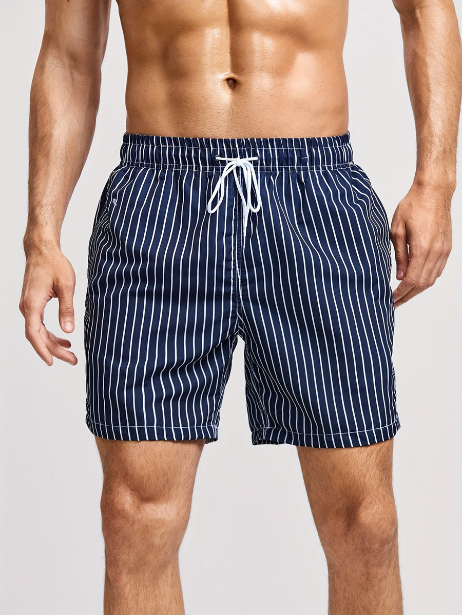 Men's Swimwear | Vertical Striped Drawstring Relaxed Fit