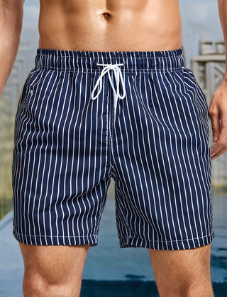 Men's Swimwear | Vertical Striped Drawstring Relaxed Fit