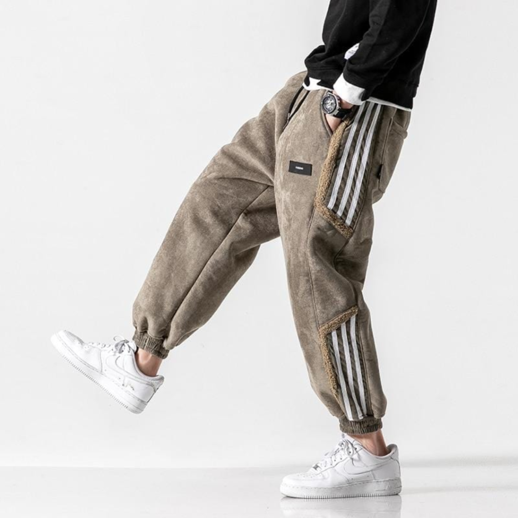 Men's Track Pants | Baggy Fit Side Stripe Tapered Cuff