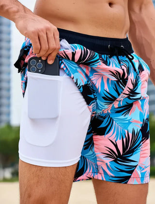 Men's Swim Shorts - Multi-Print Selection and Integrated Compression Liner