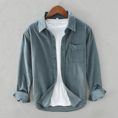 Men's Shirt | Corduroy Collared Long Sleeve Button Front