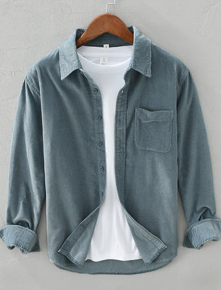 Men's Shirt | Corduroy Collared Long Sleeve Button Front