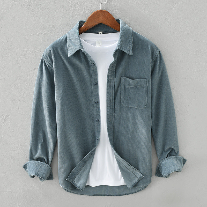 Men's Shirt | Corduroy Collared Long Sleeve Button Front