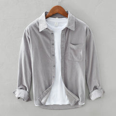 Men's Shirt | Corduroy Collared Long Sleeve Button Front