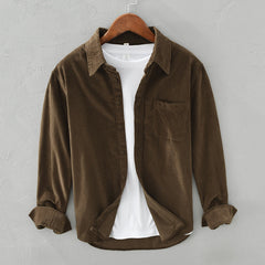 Men's Shirt | Corduroy Collared Long Sleeve Button Front