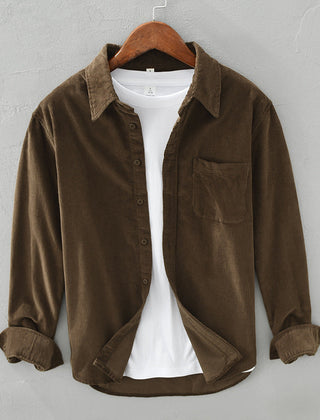 Men's Shirt | Corduroy Collared Long Sleeve Button Front