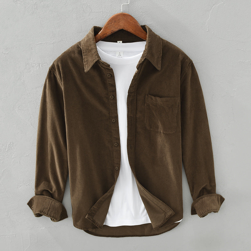 Men's Shirt | Corduroy Collared Long Sleeve Button Front
