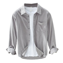 Men's Shirt | Corduroy Collared Long Sleeve Button Front