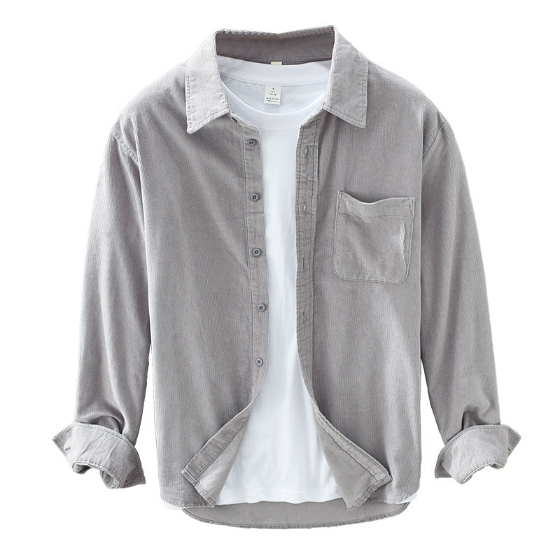 Men's Shirt | Corduroy Collared Long Sleeve Button Front