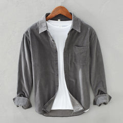 Men's Shirt | Corduroy Collared Long Sleeve Button Front