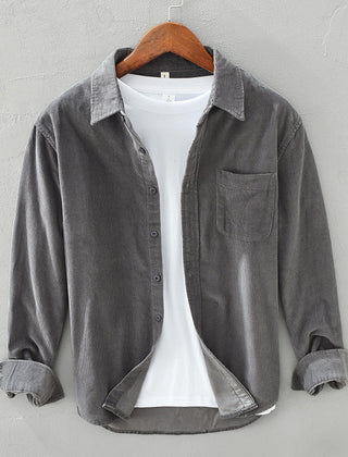 Men's Shirt | Corduroy Collared Long Sleeve Button Front