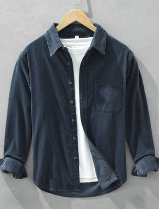 Men's Shirt | Corduroy Collared Long Sleeve Button Front
