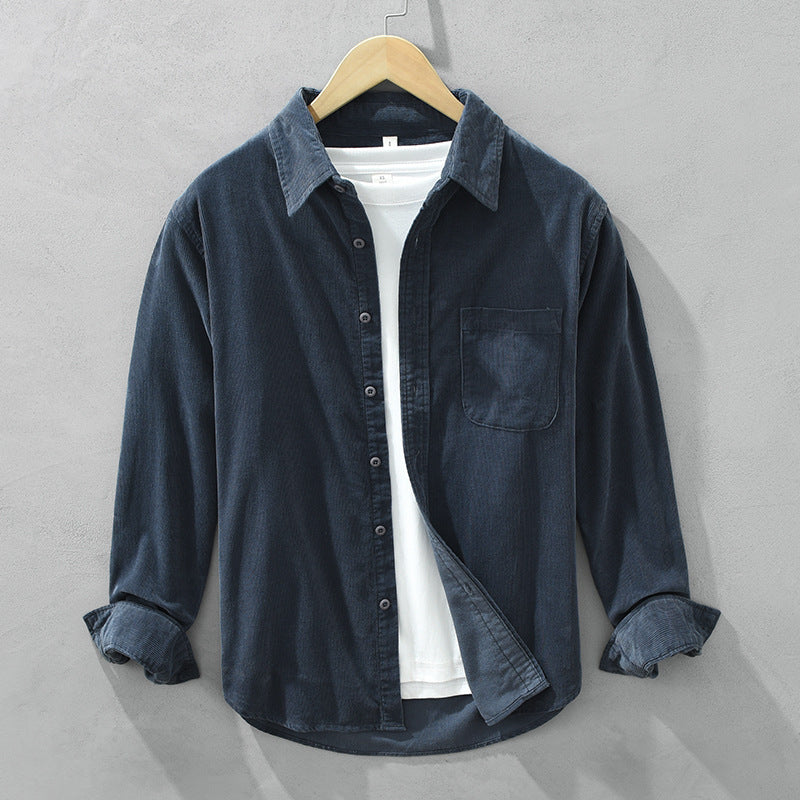 Men's Shirt | Corduroy Collared Long Sleeve Button Front