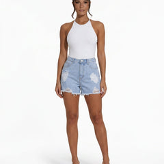 Women's Mini Shorts | Distressed Denim High Waist