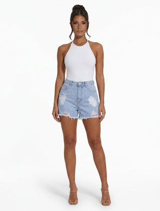 Women's Mini Shorts | Distressed Denim High Waist