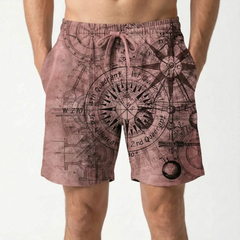 Men's Board Shorts | Compass Print Quick Dry Mesh Lined