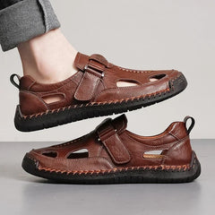 Men's Slide | Buckle Closure Ventilated Leather