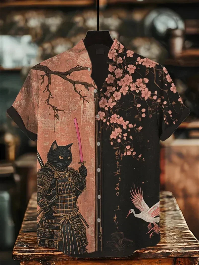 Men's Hawaiian Shirt | Short Sleeve Button Front Graphic Linen